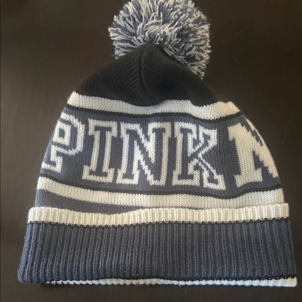 VS Black Blue and White PINK Knit Beanie